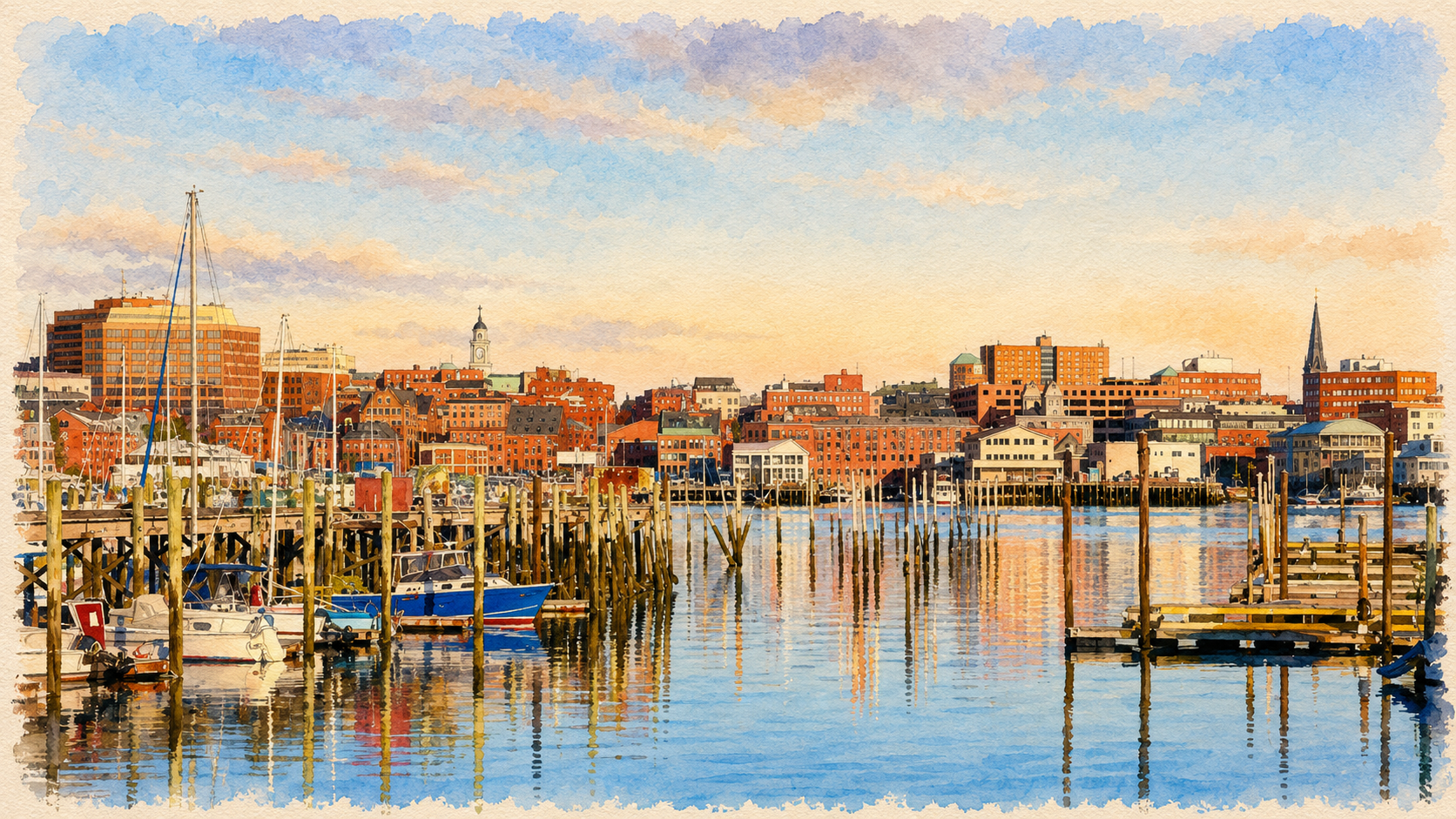 Illustrated Portland waterfront